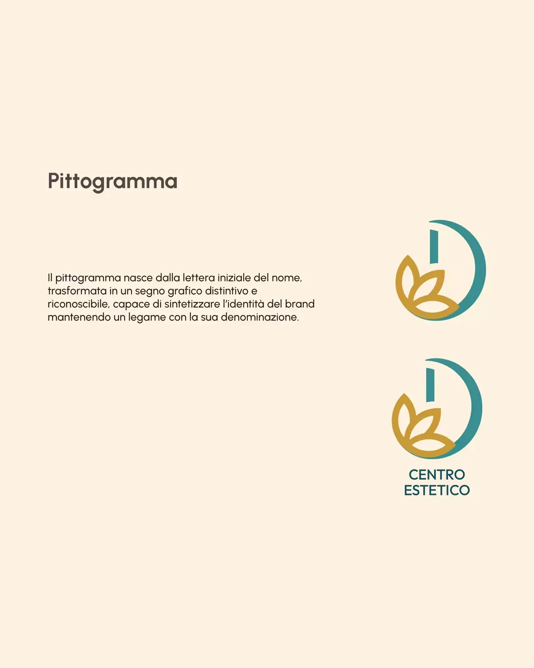 Pittogramma Daniela: la lettera D fusa con una foglia e un fiore di loto